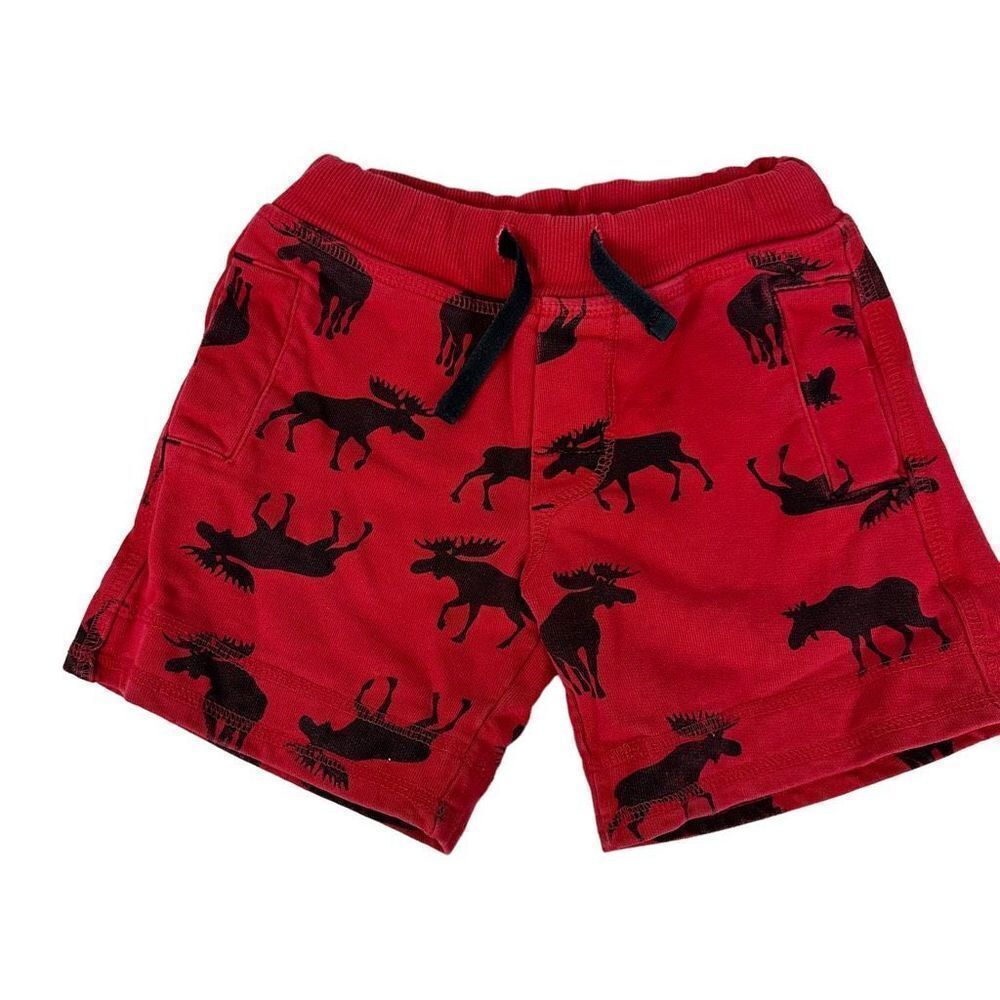 Hatley Red & Black Moose Cotton Terry Shorts size 3 Years